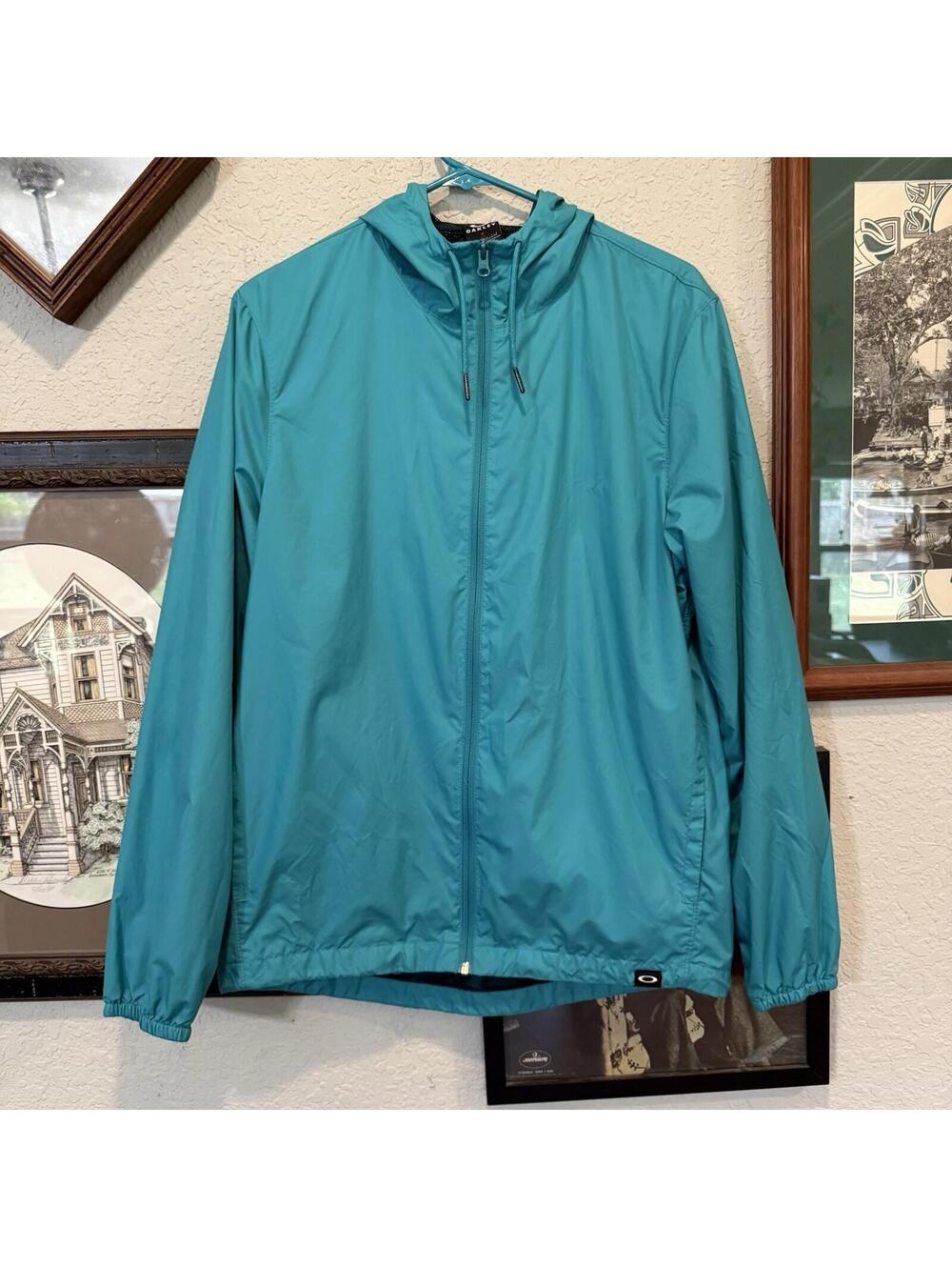 Oakley 365 Mens Full Zip Sports Windbreaker Jacket Size Small Polyester Blue